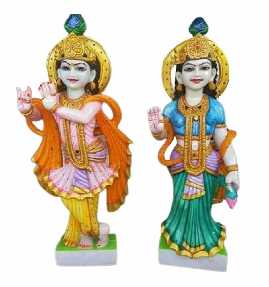 White Marble Radha Krishna Statue