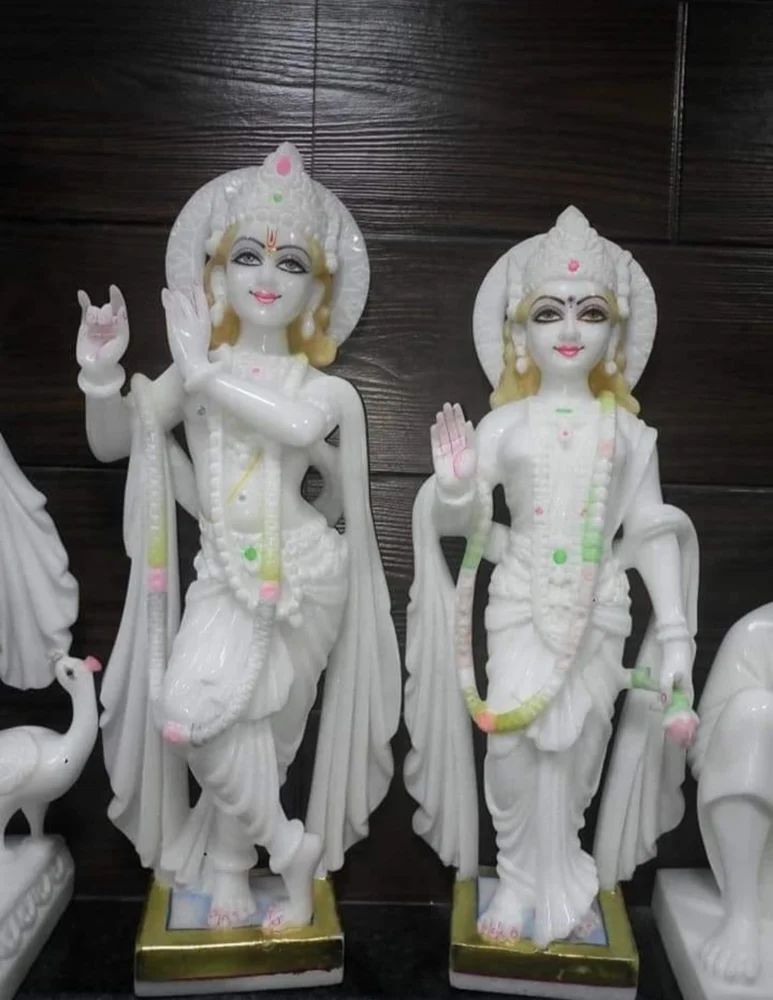 White Marble Radha Krishna Statue