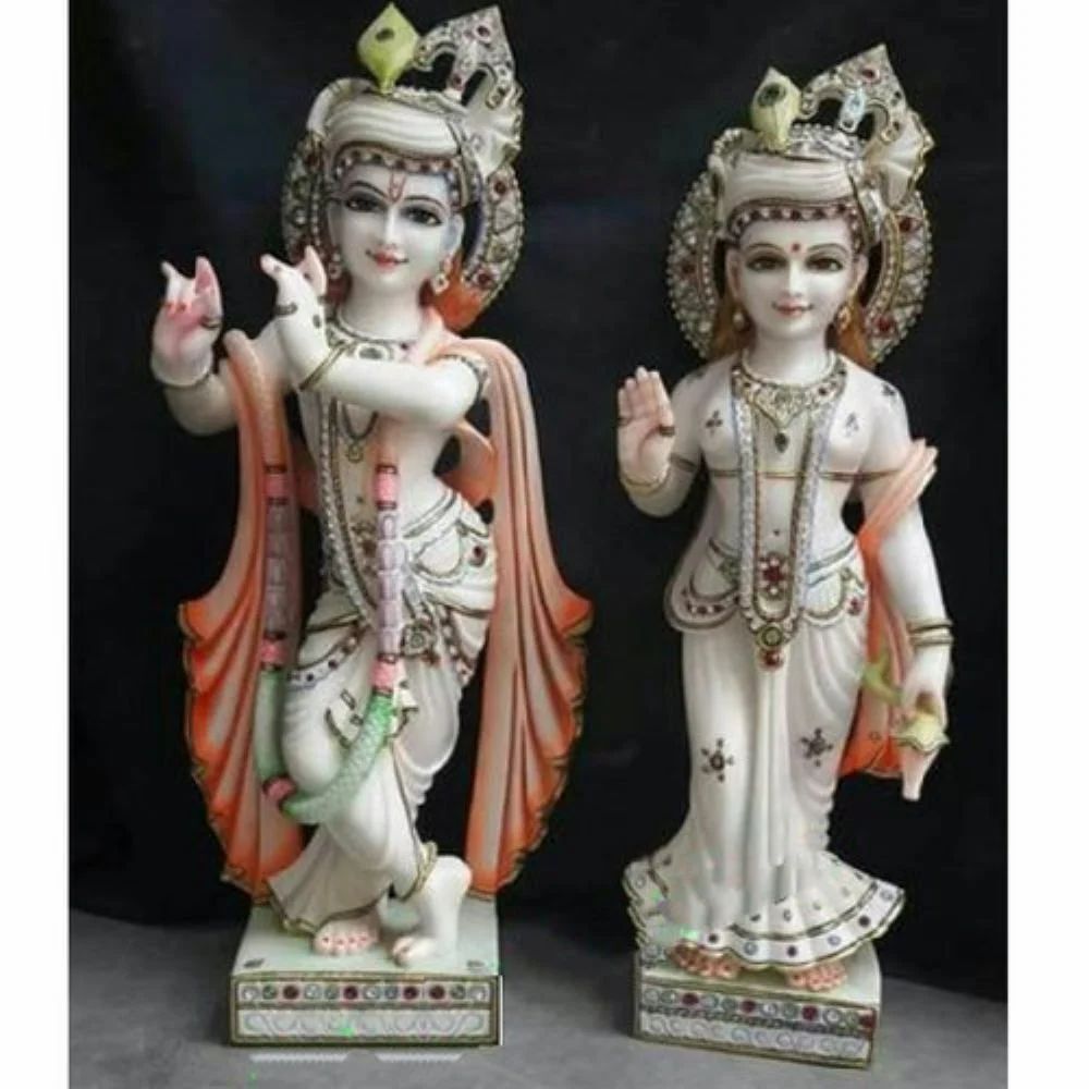 White Marble Radha Krishna Statue