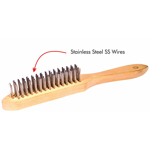 Brhss4W Wire Brush W-Ss Wire 4 Rows & Wooden Handle - Application: Cleaning Base Metal Before Welding