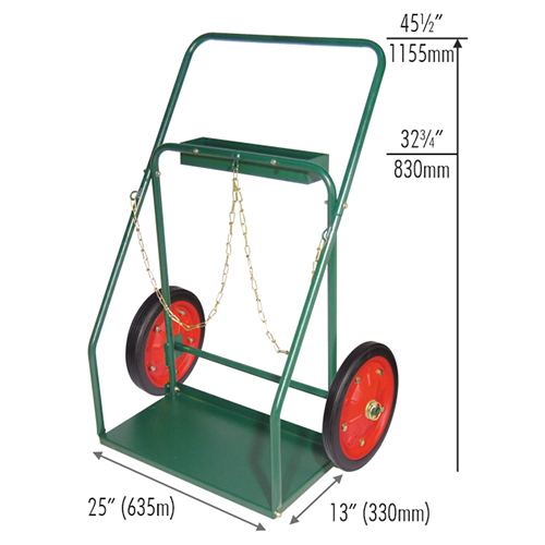 CyT14CH CYLINDER TROLLEY, 14 RUBBER WHEEL ,CONTINUOUS HANDLE,DOUBLE CYLINDER-KNOCK DOWN