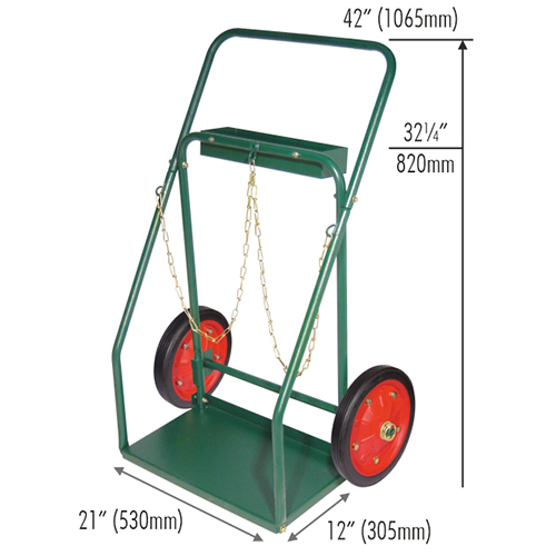 Cyt12Ch Cylinder Trolley, 12 Rubber Wheel ,Continuous Handle,Double Cylinder-Knock Down - Color: Green