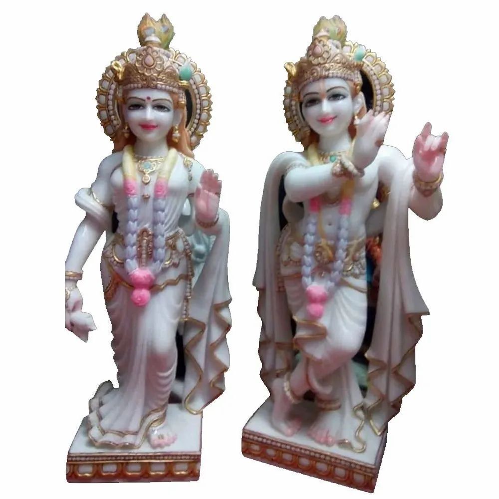 Polished Marble Radha Krishna Statue - Installation Type: Requirement Based