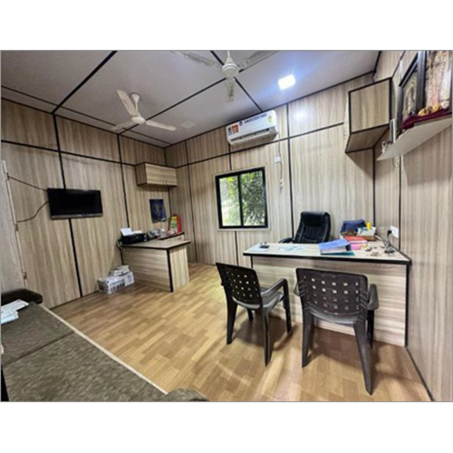 Portable Cabin - Steel Structure, 20 Feet Long, White & Blue Colors | Versatile Office Use With Customizable Wall Panel Thicknesses