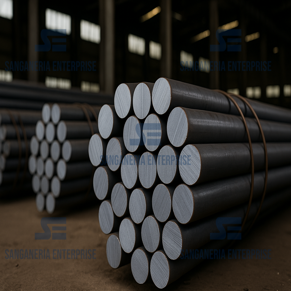 Round Bars - Mild Steel, Various Sizes Available, Smooth Dark Gray Finish, Precisely Cut Silver-gray Ends, Ideal For Structural & Machining Applications