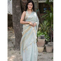 Linen Saree With Zari Border