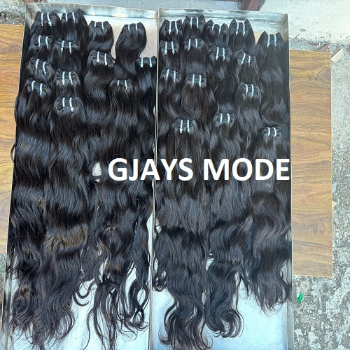 SOUTH INDIAN WAVY HUMAN HAIR EXTENSIONS TEMPLE HUMAN HAIR