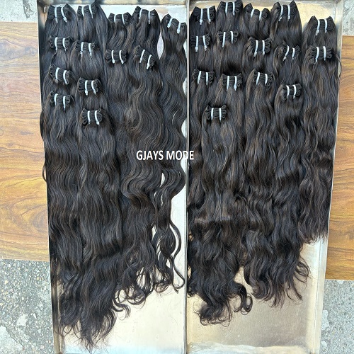 SOUTH INDIAN WAVY HUMAN HAIR EXTENSIONS TEMPLE HUMAN HAIR