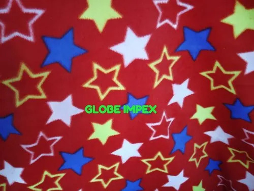 Soft Toys Star Printed Velboa Fabric - Color: Multi Colour