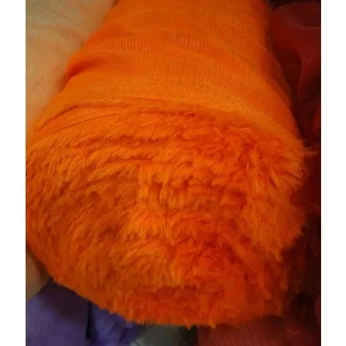 Soft Toy Orange Polyboa Fur Fabric - Attributes: Washable