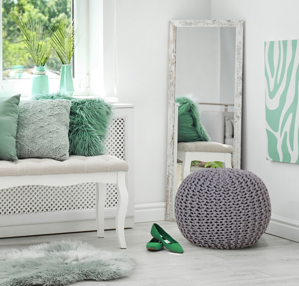 Cotton Knitted Pouffe - Application: Home / Hotel / Restaurant