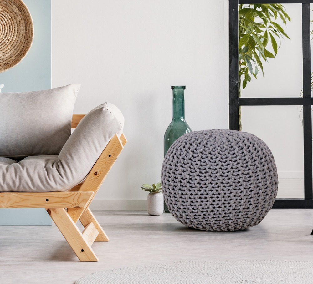 Cotton Knitted Pouffe - Application: Home / Hotel / Restaurant