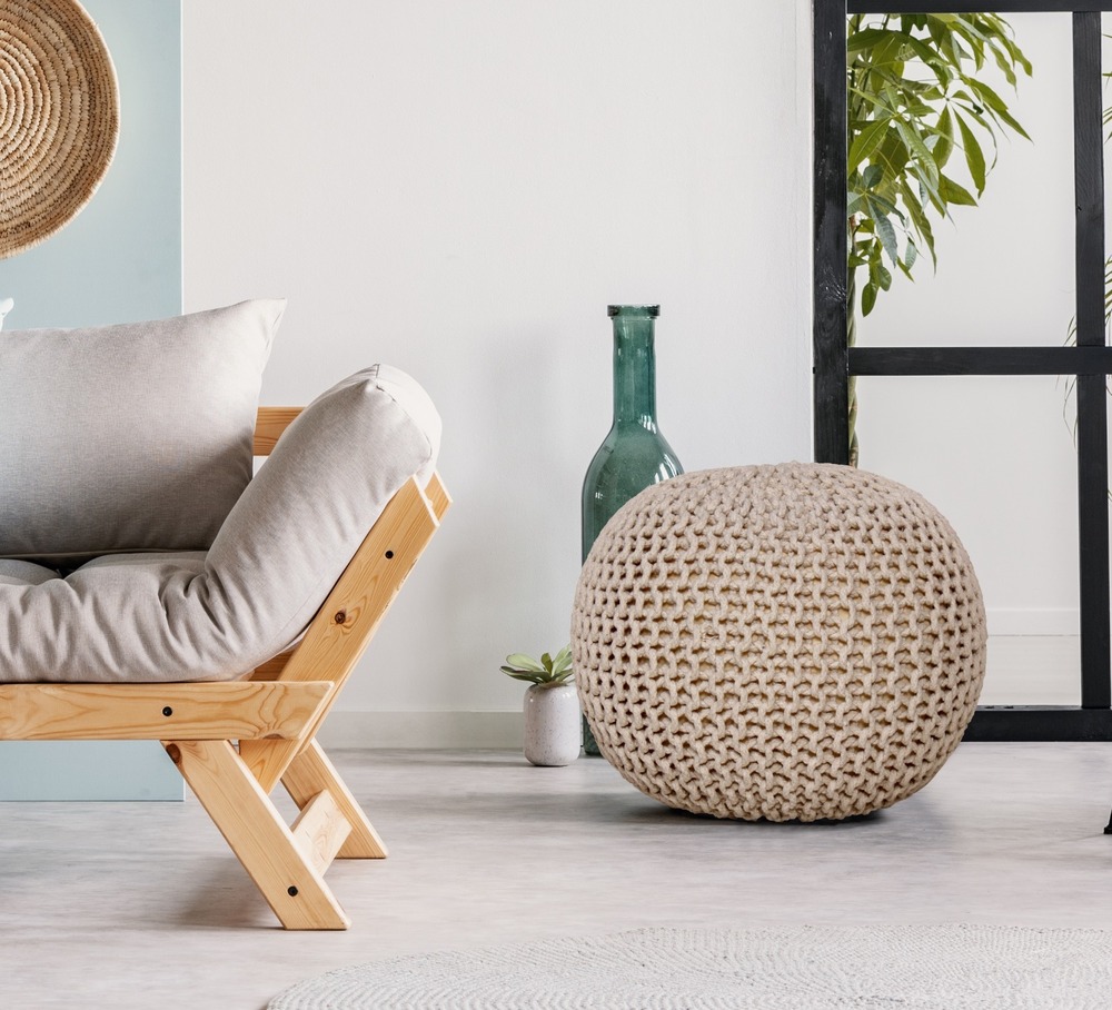Cotton Knitted Pouffe - Application: Home / Hotel / Restaurant