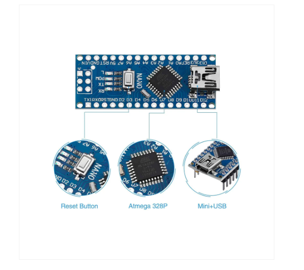 Nano R3 with CH340 Arduino Nano Compatible Nano Board Mini-USB Port (Unsoldered)