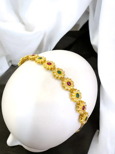 Wedding Wear Gold Plated Hair Set - Color: Golden