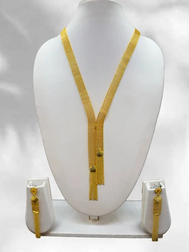 Regular Wear Gold Plated Necklace Set - Color: Golden