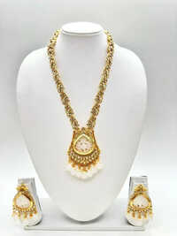 American Diamond Pendant Set - Color: Golden