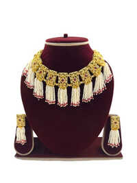 Ladies Pearl Choker Set - Color: Golden
