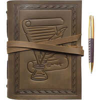 Handmade Gift Writing Feather Quill & Ink Pot Embossed Journal Vintage Notebook