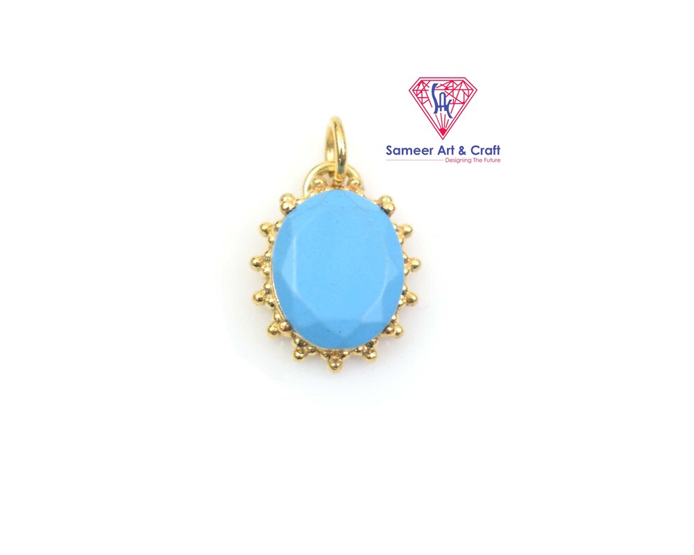 Natural Multi Gemstone Oval Shape Faceted Stone Gold Plated Pendant