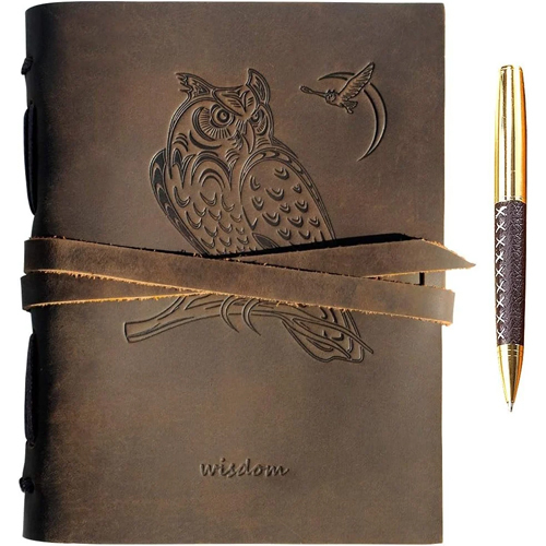 Handmade Gift Set With Owl Embossed Journal And Stylish Pen - Color: Various Available