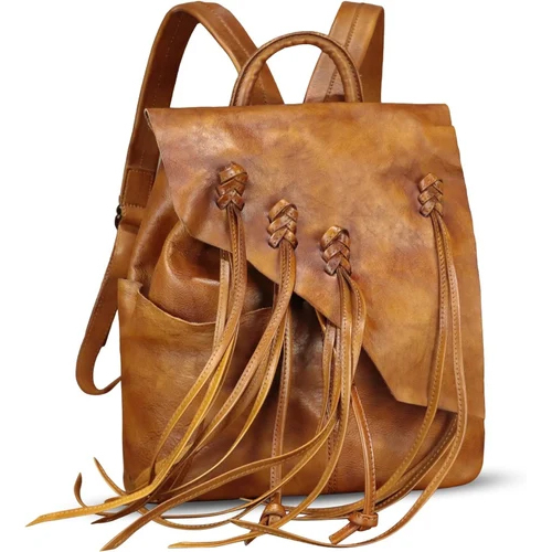 Genuine Leather Backpack For Women Knapsack Vintage Leather Bag - Color: Different Available