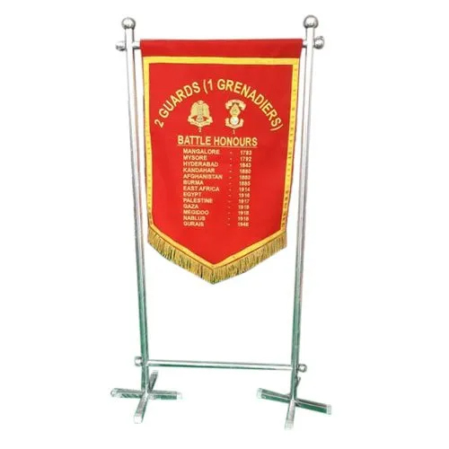 Stainless Steel Banner Stand - Color: Red
