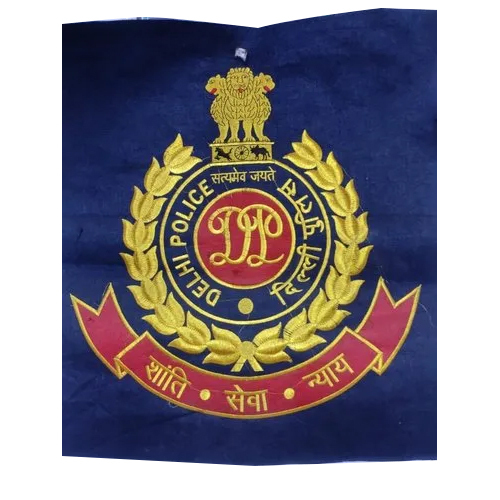 Delhi Police Flag - Color: Navy Blue + Red