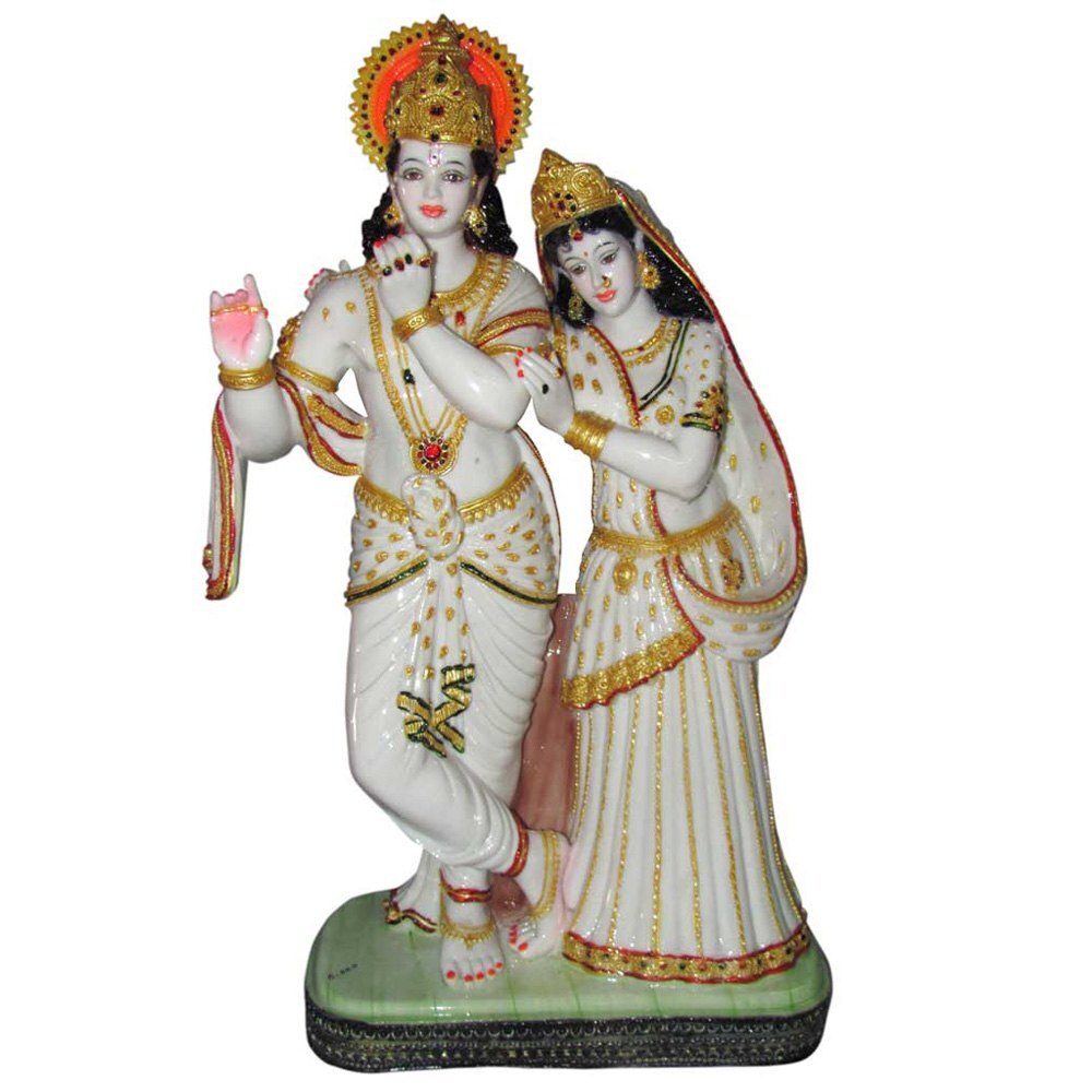 Water Resistant Marble Radha Krishna Statue