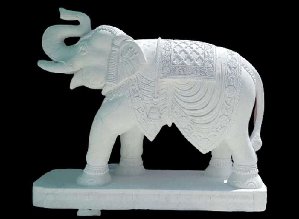 White Marble Elephant Statue - Design Type: Requirement Based