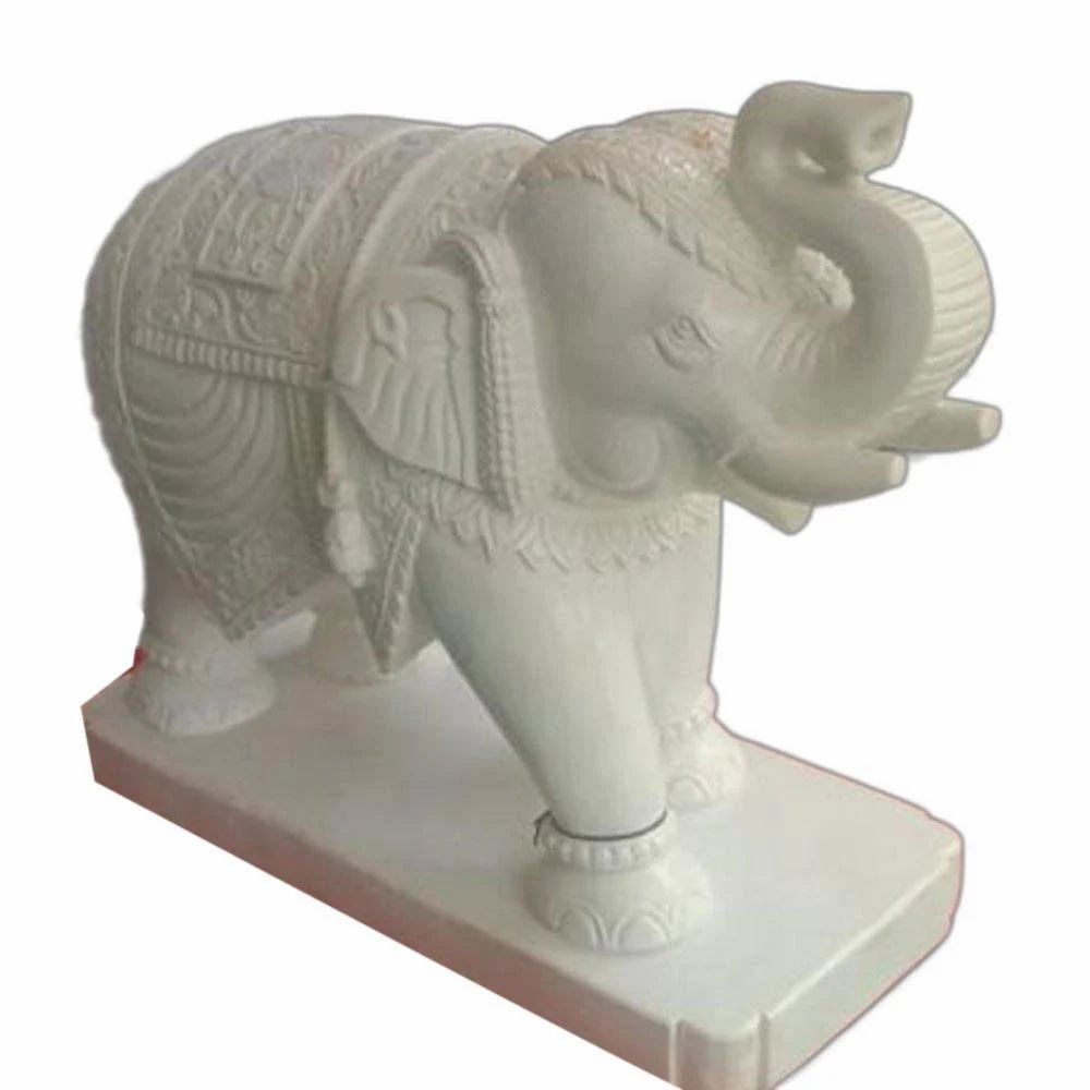 White Marble Elephant Statue - Design Type: Requirement Based