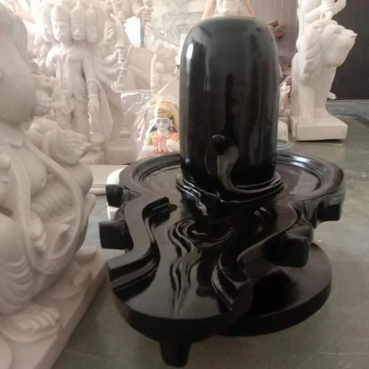 Black Marble Shivling - Polished Finish, Water Resistant, Perfect For Worship In Homes And Temples, Available In Various Sizes