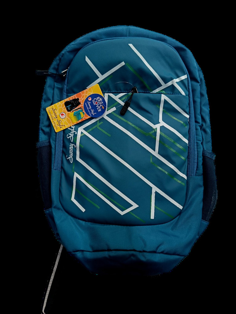 Blue Strip Printed Backpack - Size: Various