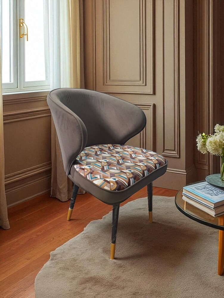 Module Design Solid Wood And Velvet Fabric Arm Chair