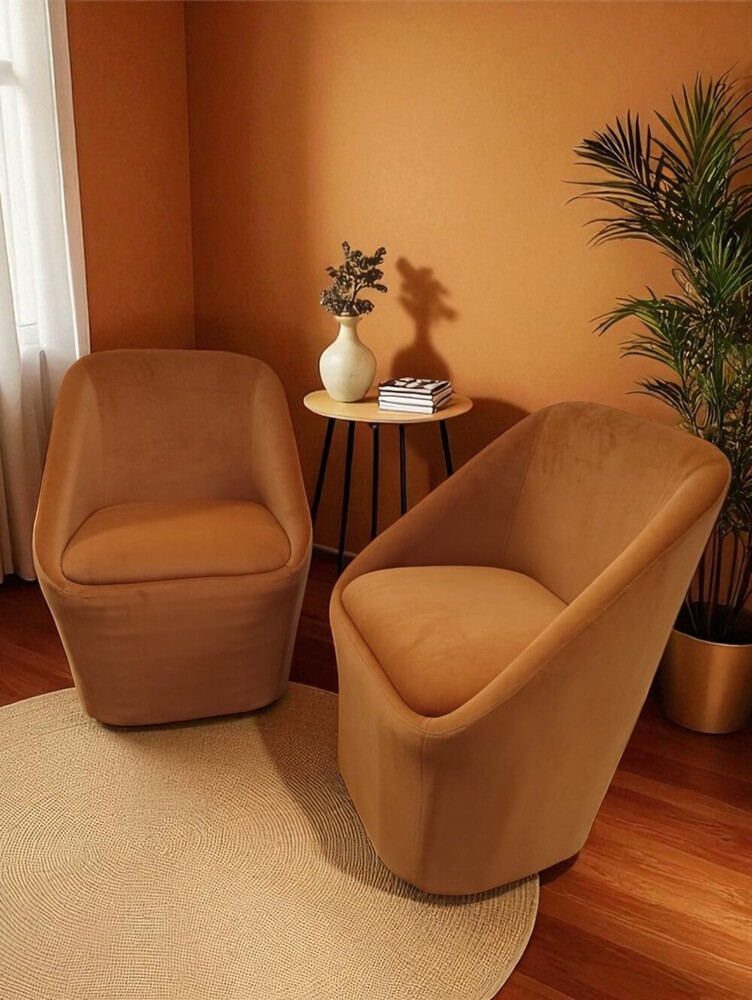 Velvet Swivel Barrel Chair - Chair Material: Fabric