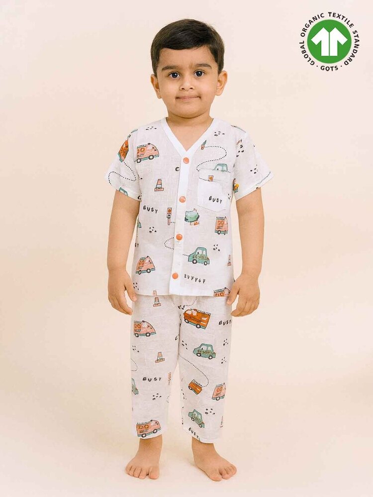 Kids Muslin Printed Pyjama Set