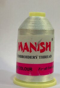 Manish Trilobal Polyester Embroidery Thread (white) - 5000m, Trilobal High Sheen, High Tenacity, Colorfast, Abrasion Resistant