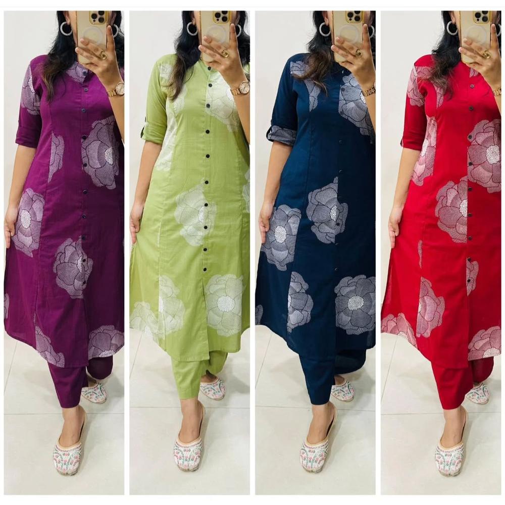 Ladies Kurti With Pant - Color: Yellow