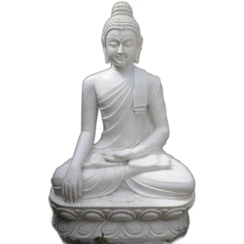 White Carving Marble Buddha Statue - Material: Stone