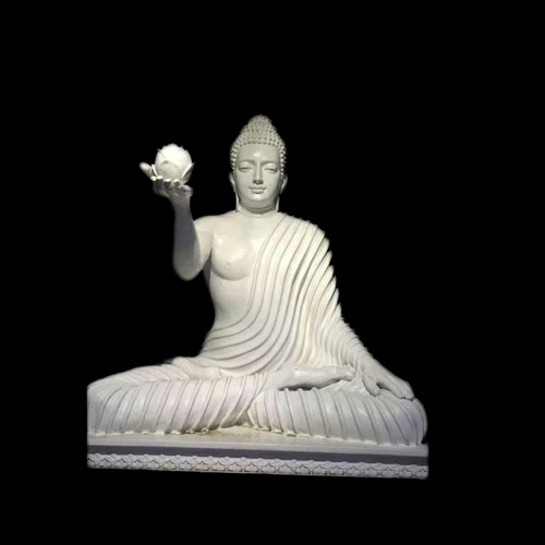 White Stone Buddha Statue - Features: Durable