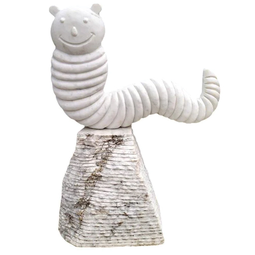 White Marble Abstract Statue - Design Type: Carved