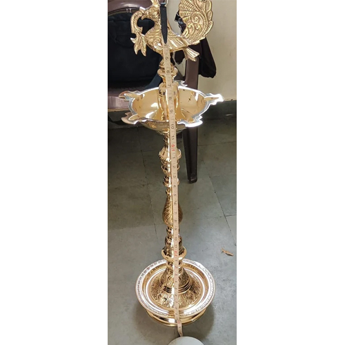 3 Ft Brass Diya Stand - Color: Golden