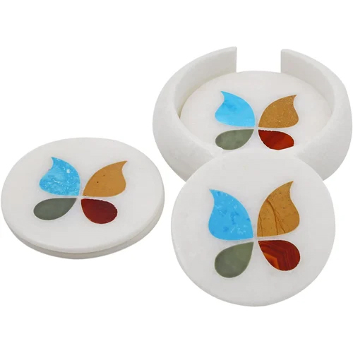 Marble Tea Coaster Set - Color: White