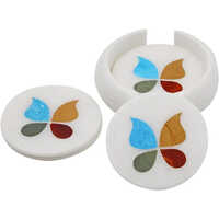 Marble Tea Coaster Set - Color: White