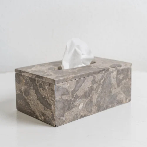 Marble Stone Tissue Box - Color: Brown