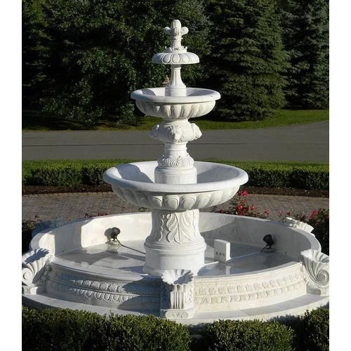 Outdoor Marble Fountain - Color: White