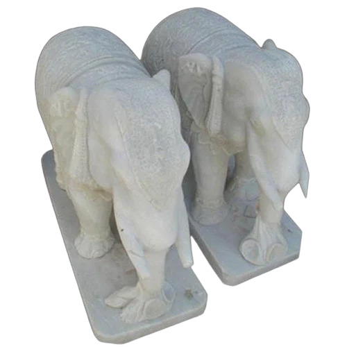 Marble Elephant Statue - Color: White