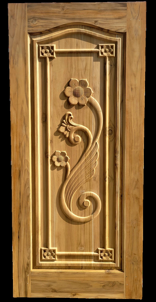 Elegant Floral Vine Carved Door - Application: Residential