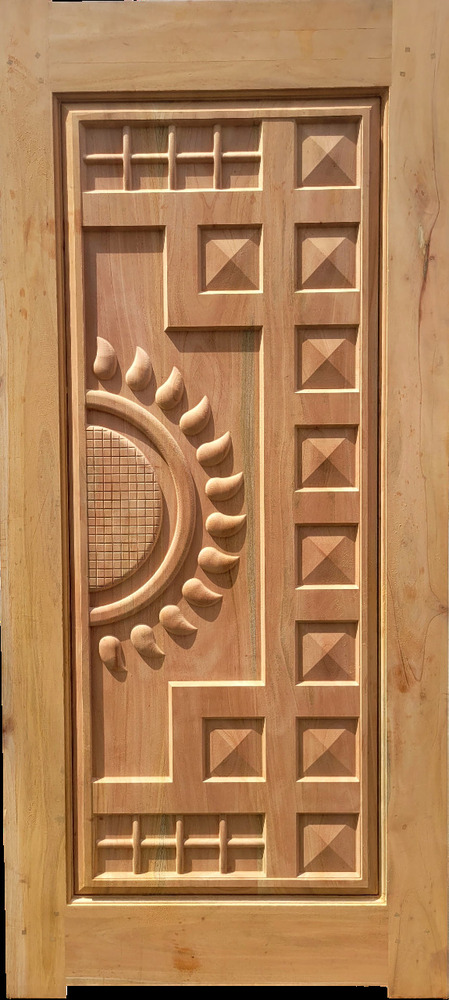 Contemporary Geometric Carved Door - Application: Exterior