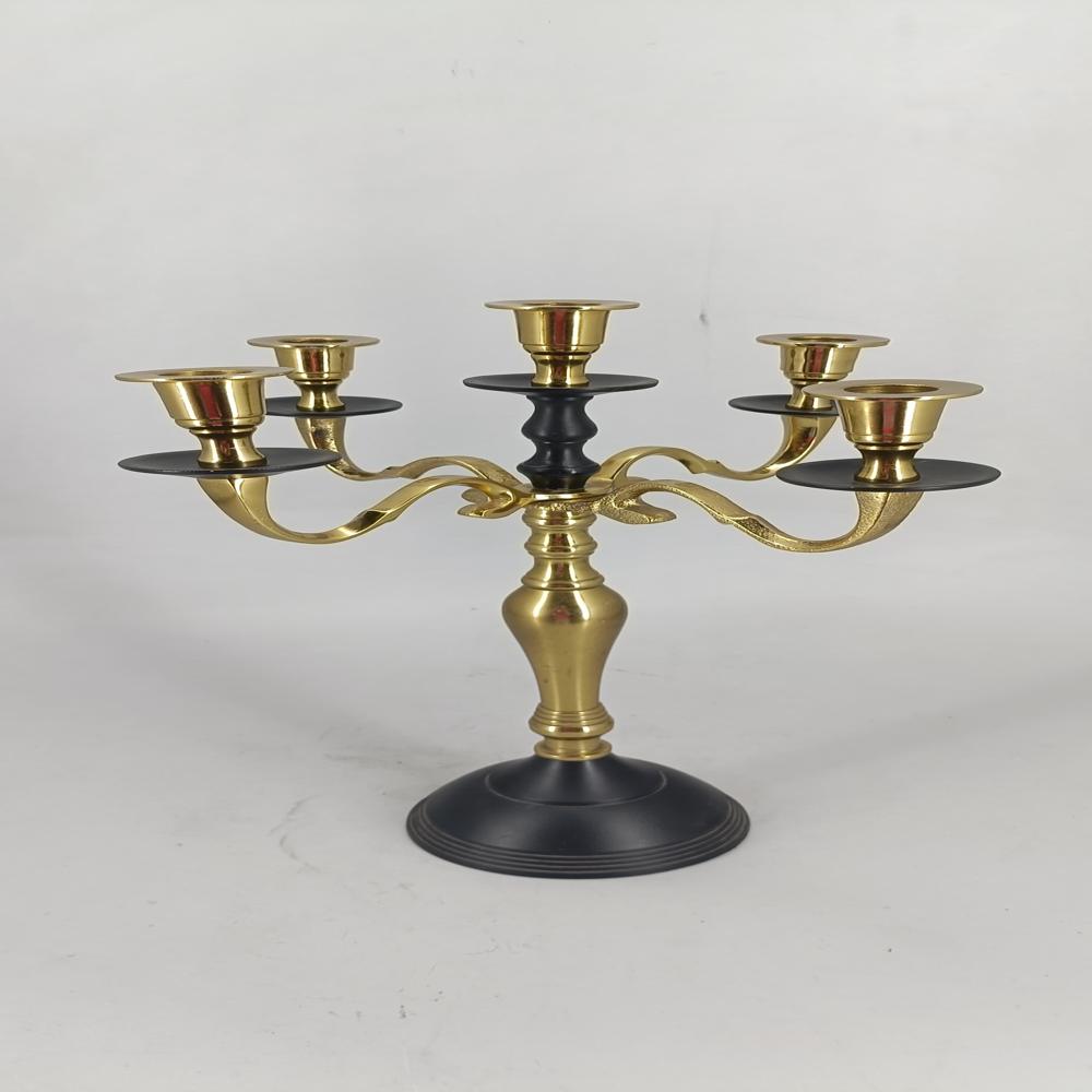 Black Golden Candle Stand - Finishing: Plating